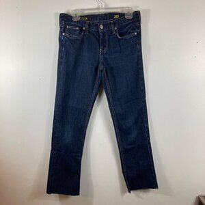 Womens J Crew Matchstick Blue Jeans Straight Leg Mid Rise Raw Hem‎ 28S